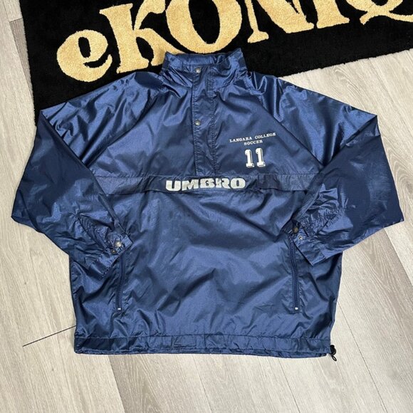 Vintage Umbro Langara College Soccer 1/4 Zip Windbreaker Jacket - Size Large - Picture 1 of 13